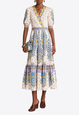 Etro Paisley Print V-neck Midi Dress White WRHA0172-99SP5B1 X0800
