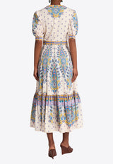 Etro Paisley Print V-neck Midi Dress White WRHA0172-99SP5B1 X0800