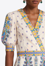 Etro Paisley Print V-neck Midi Dress White WRHA0172-99SP5B1 X0800