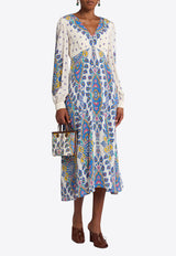 Etro Floral Print V-neck Midi Dress Multicolor WRHA0174-AV619 X0800