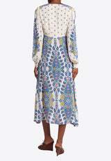 Etro Floral Print V-neck Midi Dress Multicolor WRHA0174-AV619 X0800