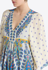 Etro Floral Print V-neck Maxi Dress Multicolor WRHA0180-99SP1B5 X0800