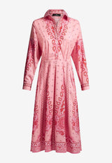 Etro Paisley Print Midi Shirt Dress Pink WRHA0260-99SPE72 X0872