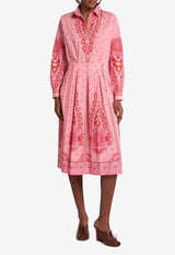 Etro Paisley Print Midi Shirt Dress Pink WRHA0260-99SPE72 X0872