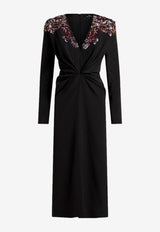 Etro Embellished Silk Midi Dress Black WRHA0271-99TU1K4 N0000