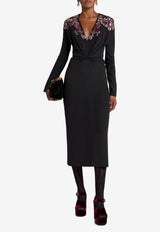 Etro Embellished Silk Midi Dress Black WRHA0271-99TU1K4 N0000