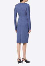 Etro Jacquard-Effect Gathered Dress Blue WRHA027199TJD75/Q_ETRO-B9110