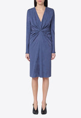 Etro Jacquard-Effect Gathered Dress Blue WRHA027199TJD75/Q_ETRO-B9110