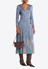 Etro Paisley Print Midi Wrap Dress Blue WRHA0302-99IPD09 X0884