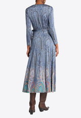 Etro Paisley Print Midi Wrap Dress Blue WRHA0302-99IPD09 X0884