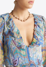 Etro Floral Print Ruffled Maxi Dress Blue WRHA0319-99SA1G5 X0886