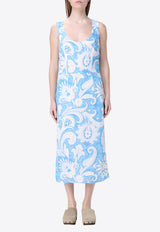 Etro Paisley Print Sleeveless Midi Dress Light Blue WRHA0323-99SA488 X0807