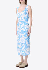 Etro Paisley Print Sleeveless Midi Dress Light Blue WRHA0323-99SA488 X0807