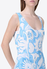 Etro Paisley Print Sleeveless Midi Dress Light Blue WRHA0323-99SA488 X0807
