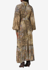 Etro Leopard Print Silk Chemisier Maxi Dress Multicolor WRHA0561-99SP4J6 X0826