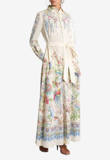 Etro Placed Print Belted Maxi Shirt Dress Multicolor WRHA0591-AKH59 X0802