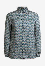 Etro Micro Palm Tree Fluid Twill Shirt Multicolor WRIA0019-99SASV9 X0887