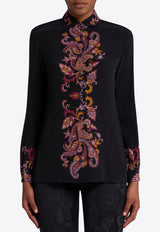 Etro Printed Button-Up Silk Shirt Black WRIA0019-AK567 X0810