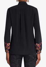 Etro Printed Button-Up Silk Shirt Black WRIA0019-AK567 X0810