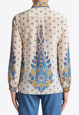 Etro Daisy Print Button-Up Silk Shirt White WRIA0019-AV603 X0800