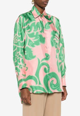 Etro Paisley Print Long-Sleeved Silk Shirt Pink WRIA0028-AK736 X0875