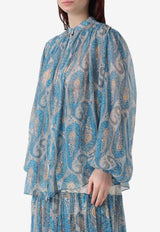 Etro Paisley Print Silk Blouse Blue WRIA0048-99SA1O2 X0809