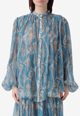 Etro Paisley Print Silk Blouse Blue WRIA0048-99SA1O2 X0809