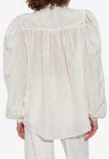 Etro Sheer Gathered Silk-Blend Blouse Cream WRIA0048-99TJE71 W3789