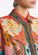 Etro Placed Print Long Silk-Blend Shirt Multicolor WRIA0103-AKI46 X0888