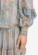 Etro Paisley Print Silk Ruffled Blouse Multicolor WRJA0103-99SP1C2 X0830