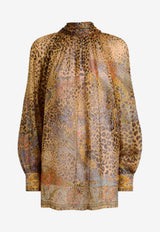 Etro Paisley and Animal Motif Silk Blouse Multicolor WRJA0150-99SP1N7 X0826