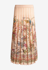 Etro Place Flora and Fauna Print Pleated Midi Skirt Multicolor WRKB0022-AKD65 S9874