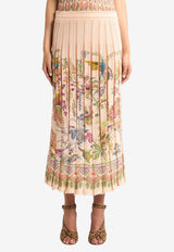 Etro Place Flora and Fauna Print Pleated Midi Skirt Multicolor WRKB0022-AKD65 S9874