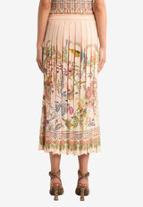 Etro Place Flora and Fauna Print Pleated Midi Skirt Multicolor WRKB0022-AKD65 S9874