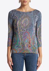 Etro Paisley Print Silk-Blend Knit Top Multicolor WRKE0021-AV553 X0884