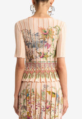Etro Floral Print Pleated Knit Top Multicolor WRKE0122-AKD65 S9874