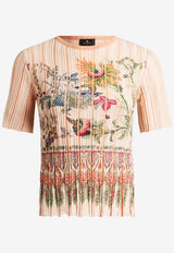 Etro Floral Print Pleated Knit Top Multicolor WRKE0122-AKD65 S9874