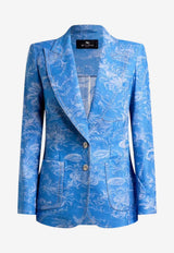 Etro Floral Jacquard Single-Breasted Blazer Light Blue WRNA0026-99TJEK7 S9880