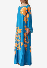Etro Floral Print Maxi Kaftan Dress Blue WRPA0025-AKF74 X0888