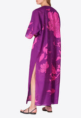 Poupette St Barth Sol Printed Midi Kaftan Dress Purple WSOR269CMHBP_PURPLE