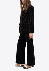Zadig & Voltaire Vaska Double-Breasted Velvet Jacket Dark Brown WWBL01943_DARK BROWN