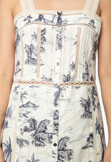 Zadig & Voltaire Renaid Tropical Island Print Maxi Dress Ecru WWDR02431_PRINTED