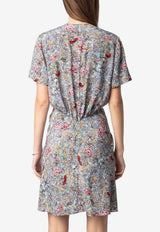 Zadig & Voltaire Rozom Floral Print Mini Draped Dress Multicolor WWDR02506_PRINTED