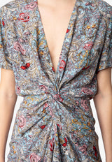 Zadig & Voltaire Rozom Floral Print Mini Draped Dress Multicolor WWDR02506_PRINTED