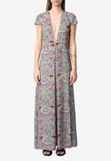 Zadig & Voltaire Ravish Floral Print Maxi Dress Multicolor WWDR02507_PRINTED