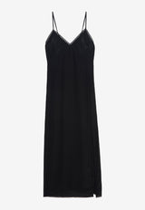 Zadig & Voltaire Ramelil V-neck Silk Maxi Dress Black WWDR02529_BLACK