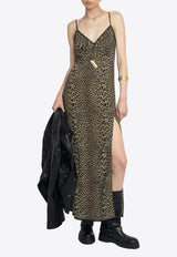 Zadig & Voltaire Ramelil Leopard Print Midi Dress Green WWDR02591_GREEN