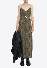Zadig & Voltaire Ramelil Leopard Print Midi Dress Green WWDR02591_GREEN