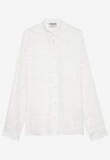 Zadig & Voltaire Truett Jacquard Silk Long-Sleeved Shirt White WWSH02173_WHITE