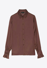 Zadig & Voltaire Thely Long-Sleeved Satin Shirt Burgundy WWSH02226_BURGUNDY